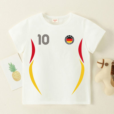 Camiseta de manga corta estampada con el número de la Copa del Mundo para niños pequeños