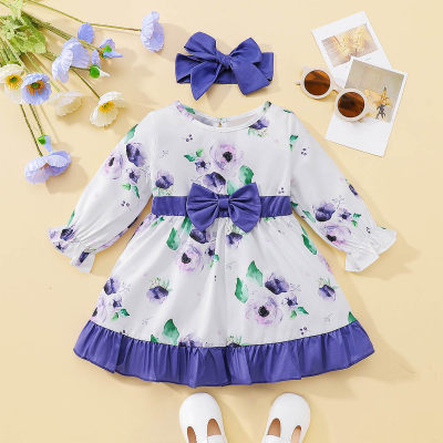 Baby Floral Bowknot Decor Skirt with Headband.