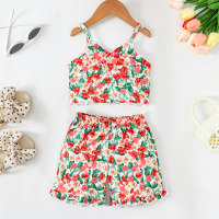 2-piece Toddler Girl Allover Floral Printed Cami Top & Matching Shorts  multicolor