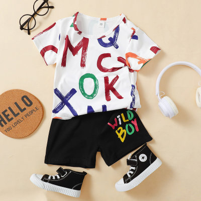 Baby Boy Short-sleeve Letter Top And Shorts
