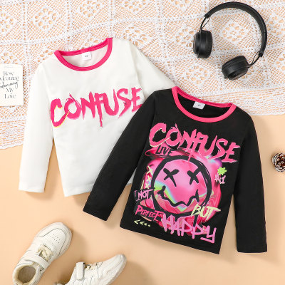 2-piece Toddler Girl Letter Printed Long Sleeve T-shirt