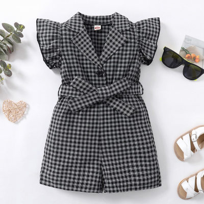 Toddler Girls Casual Plaid Overalls
