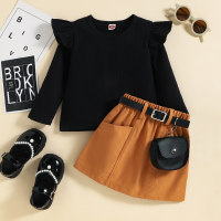 Toddler Solid Color T-shirt & Skirt  Yellow
