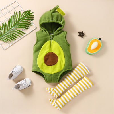 Conjunto de roupas em formato de abacate para bebês e crianças pequenas, macacão triangular fofo engatinhando