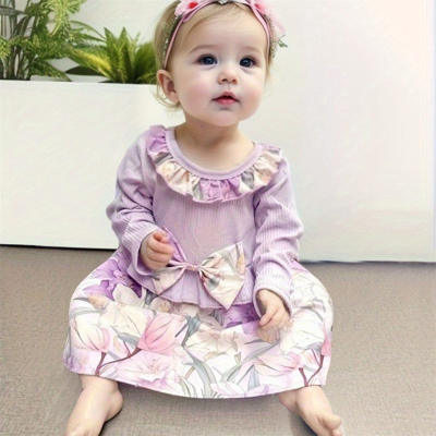 Vestido de menina de 0 a 3 anos, primavera e outono, estampa listrada, moda, manga comprida, saia infantil, vestido de princesa para meninas
