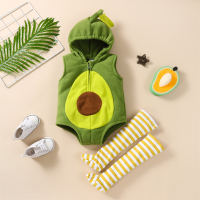 Baby and toddler avocado shape clothes cute triangle romper crawling clothes set  Green