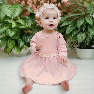 Vestido informal para bebés y niños pequeños, vestido de manga larga para primavera y otoño, vestido bonito para niñas