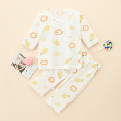 Toddler Girl Cotton Cartoon Fruit Sweet T-shirt & Trousers Pajamas