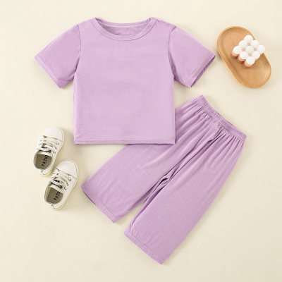 Toddler Girl Solid Casual T-shirt & Trousers Pajamas