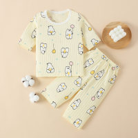Toddler Girl Cartoon Sweet Printing T-shirt & Trousers Pajamas  Yellow