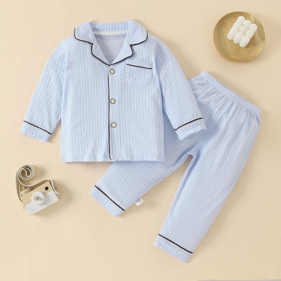 Toddler Girls Sweet Cotton Solid Color Top & Pants Pajamas