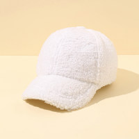 Baby Solid Color Plush Baseball Cap  White