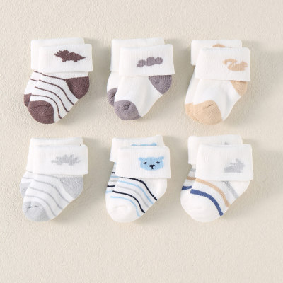 6 Pcs Stripes Animal Printed Socks
