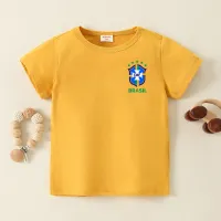 Toddler Boy Cotton Geometric Numbers T-shirt  Gengibre