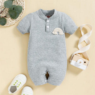 Baby Boy Solid Color Front Button Romper