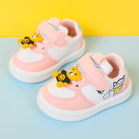 Toddler Boy Color-block Cartoon Cat Pattern Velcro Sneakers  Pink