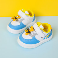 Toddler Boy Color-block Cartoon Cat Pattern Velcro Sneakers  Blue
