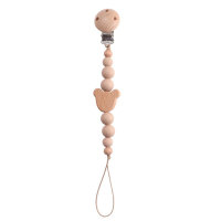 Chaîne de sucette en perles de silicone avec clip en bois de hêtre, chaîne anti-perte pour anneau de dentition pour bébé, chaîne anti-perte pour jouet pour bébé  Multicolore