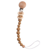 Baby beech wood clip silicone beads molar pacifier chain  Coffee