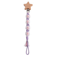 Beech five-pointed star hand-woven cotton thread flower baby pacifier chain  Purple