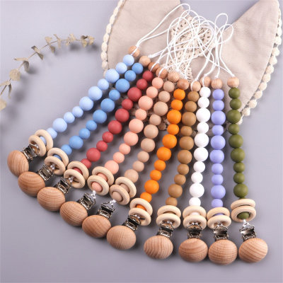 Baby beech wood clip silicone beads molar pacifier chain