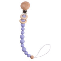 Baby beech wood clip silicone beads molar pacifier chain  Multicolor