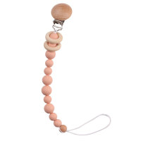 Baby beech wood clip silicone beads molar pacifier chain  Multicolor
