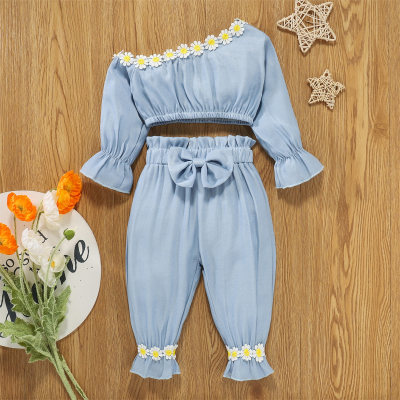 Baby girl and baby spring and autumn casual trousers suit girl sweet lady two-piece set
