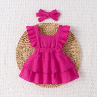 Infant girl square neck ruffle lady dress  Hot Pink