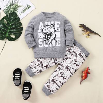 Spring and autumn suit for boys, letter print trousers, casual two-piece suit