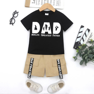 Toddler Boy Casual Letter Printed T-shirt & Shorts