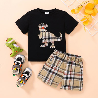 Boys suit summer boys 2~6 years old casual embroidered checkered shorts one-piece children's clothing