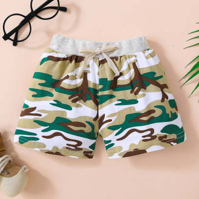 Baby Boy Pure Cotton Camouflage Printed Short Sleeve Shorts