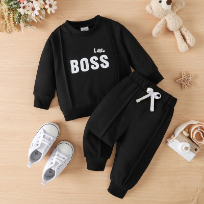 Baby Boy 2 Pieces Letter Printed Long-sleeved Sweater Suit