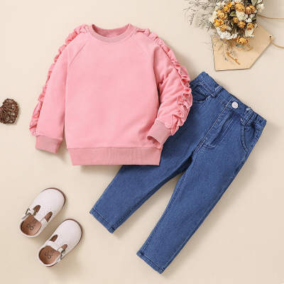 Toddler Solid Color Sweater & Jeans