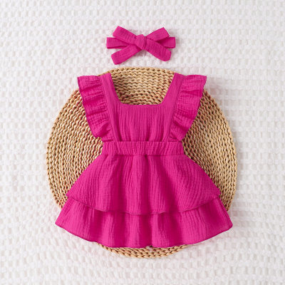 Kleinkind-Mädchen-Damenkleid mit quadratischem Ausschnitt und Rüschen