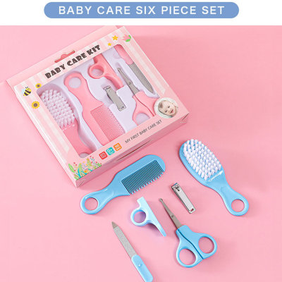 Cuidado del bebé, lavado y cuidado 6 Juego de combinación de cepillo de peinar de 6 piezas Juego de cortaúñas para bebés