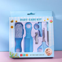 Cuidado del bebé, lavado y cuidado 6 Juego de combinación de cepillo de peinar de 6 piezas Juego de cortaúñas para bebés  Azul