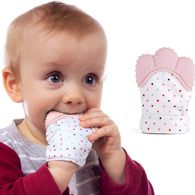 Baby-Anti-Essen-Handschuhe, Zahnkleber, Baby-Silikon-Backenzahn-Stick, hörbares Spielzeug für Kinderbissmusik