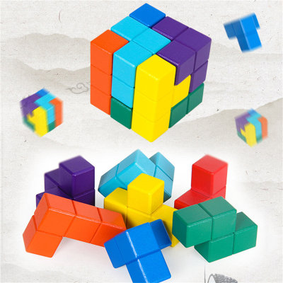Toddler Wooden Tetris Soma Cube Block