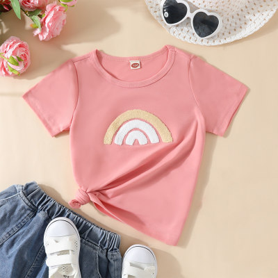 Toddler Girl Rainbow Printed Short Sleeve T-shirt