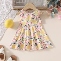Baby-Sommerkleid mit frischen Früchten und Blumen, ärmellos  Mehrfarbig
