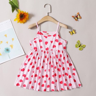 Toddler Girl Allover Heart Pattern Cami Dress