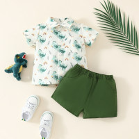 Baby Boy 2 Pieces Dinosaur Printed Shirt suit  Green