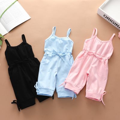 Baby Girl Cute Solid Color Sleeveless Boxer Romper