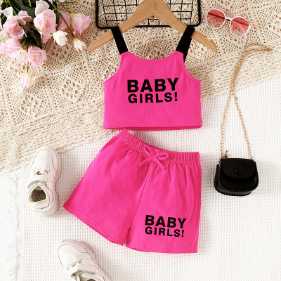 2-piece Toddler Girl Letter Printed Vest & Matching Shorts