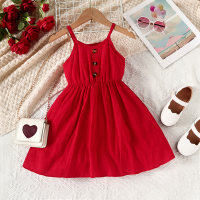 Vestido camisola de color liso para niña pequeña  rojo