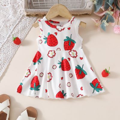 Baby-Sommerkleid mit frischen Früchten und Blumen, ärmellos