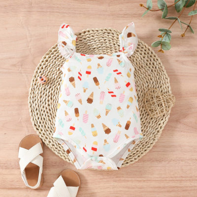 Baby girl summer cute ice cream cone ear-trimmed sling triangle harem