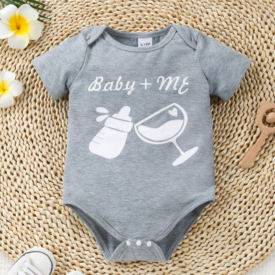 Infant casual letter printed baby bottle and wine glass printed triangle hoodie
